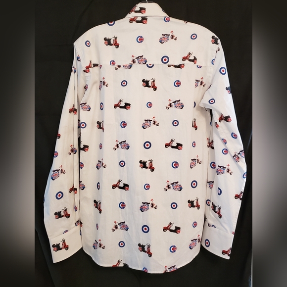 Claudio Lugli Couture Mod Vespa Print Shirt S NWT - Picture 9 of 14